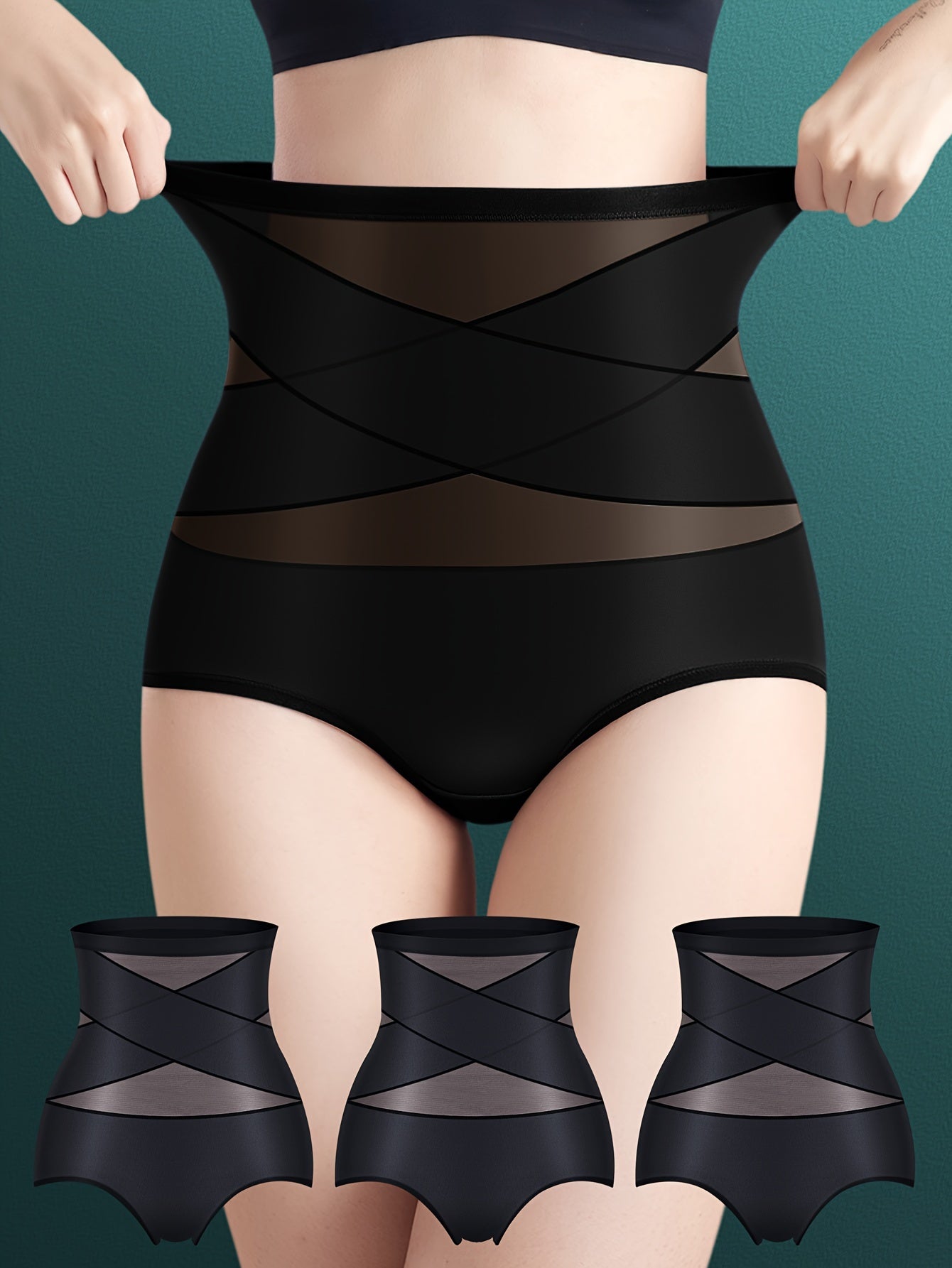 Women's High Waist Shaping Panties with Contrast Mesh Tummy Control and Butt Lifter