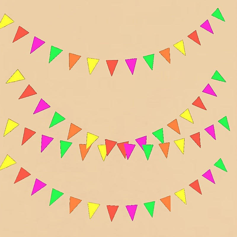 Fluorescent Paper Decorations with Star Discs Triangles and Pull Flowers for Parties