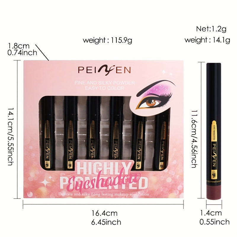 Women Waterproof Metallic and Matte Eyeshadow Pencil Set with 6 Colors