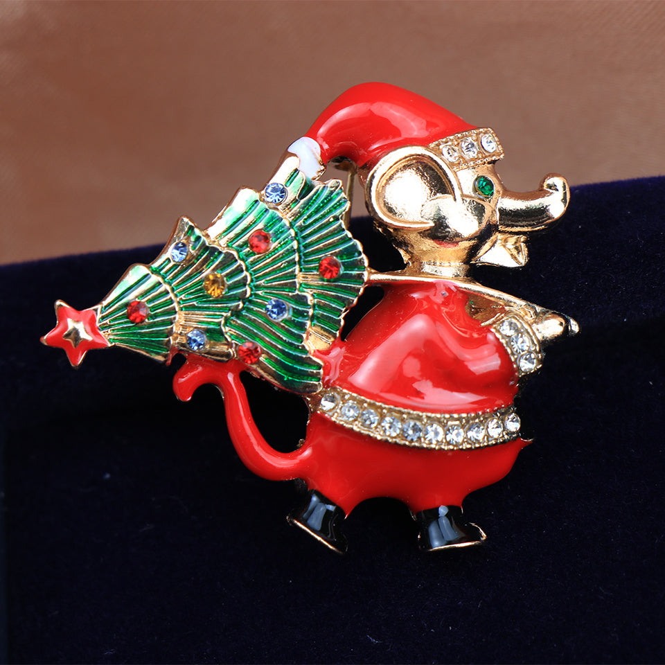 Festive Christmas Tree Mouse Enamel Pin Holiday Holiday Gift Accessory