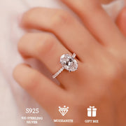 Ladies' Moissanite Ring 3ct Sterling Silver Wedding Jewelry Gift Box