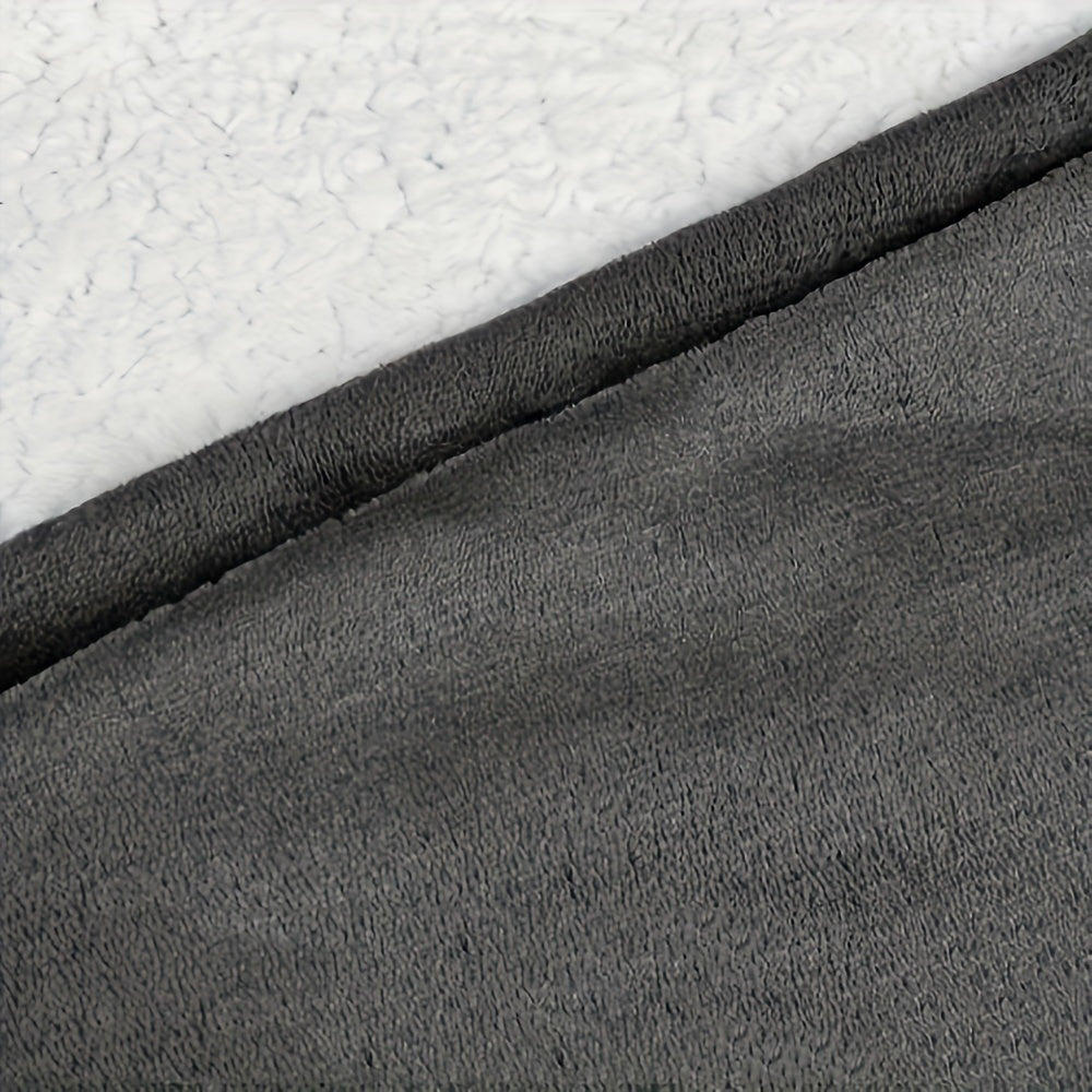 Oversized Gray Wearable Blanket Hoodie with Pockets and Shearling Material for Lounge and Sleep