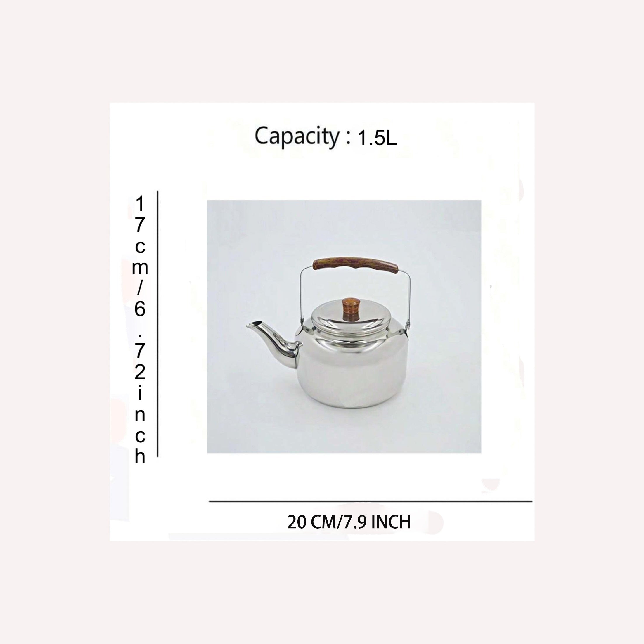 Thickened Stainless Steel Water Kettle with Wood Grain Handle for Indoor and Outdoor Use