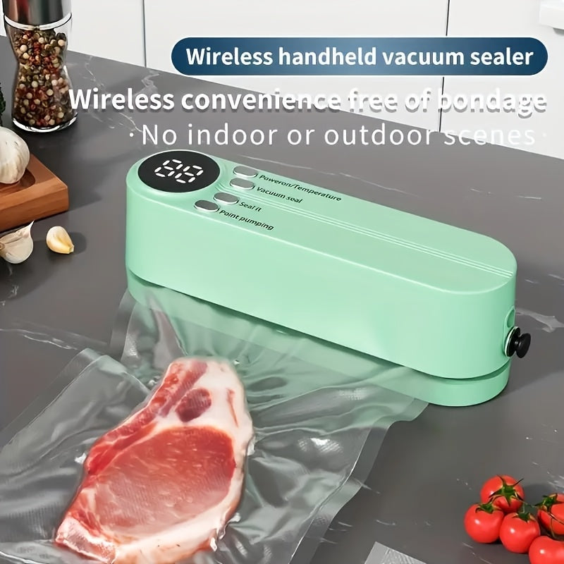 Wireless Vacuum Sealer with LED Display USB Rechargeable Food Preservation Camping and Dining