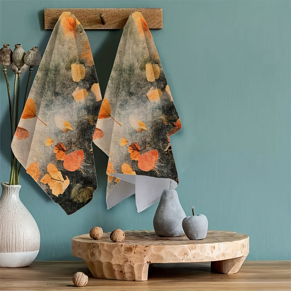 Set of 2 Coastal Kitchen Towels 16x24 Inches Super Absorbent Polyester