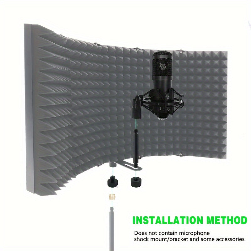 Escudo de aislamiento para micrófono de estudio, cortaviento de algodón, absorbente de sonido para grabación