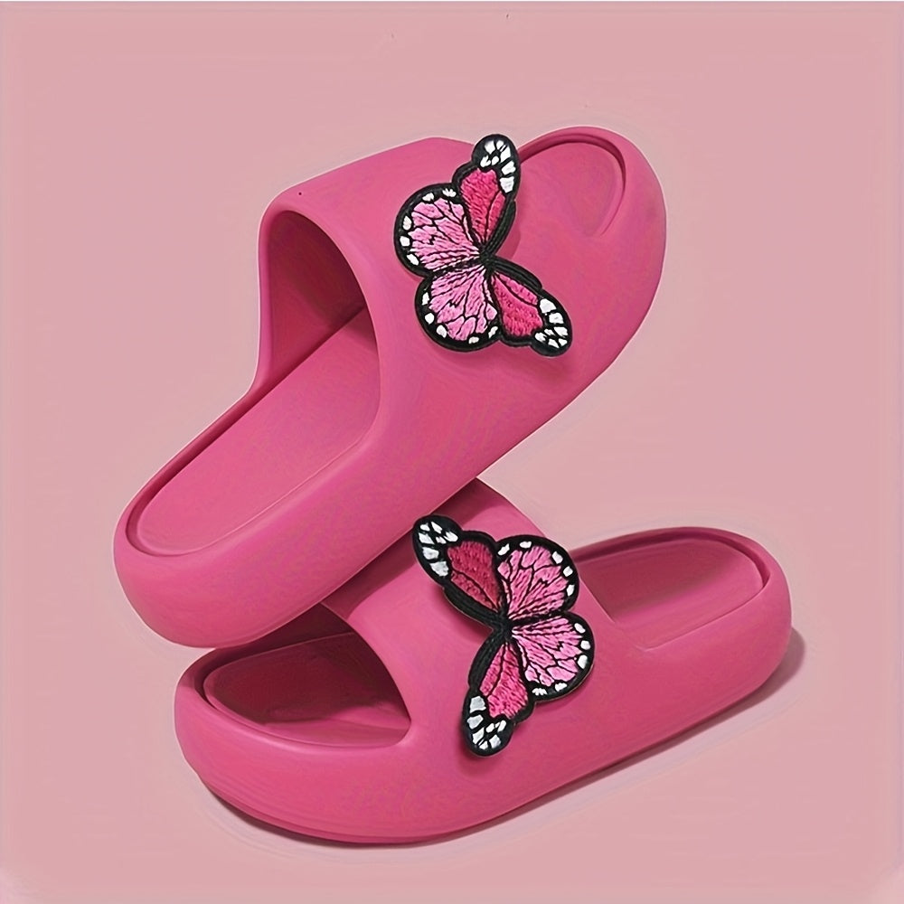 Women's Pink Butterfly Slippers Lightweight EVA Non-Slip Indoor Beach