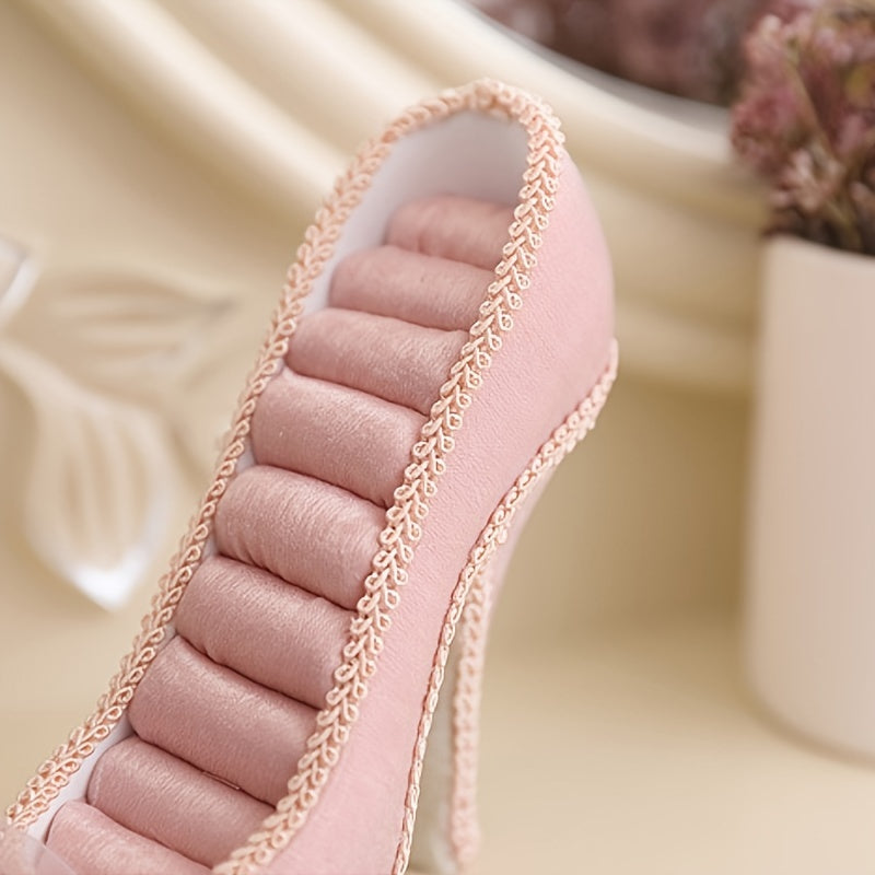 Розовый органайзер для украшений на высоком каблуке для колец, браслетов, ожерелий, брошей