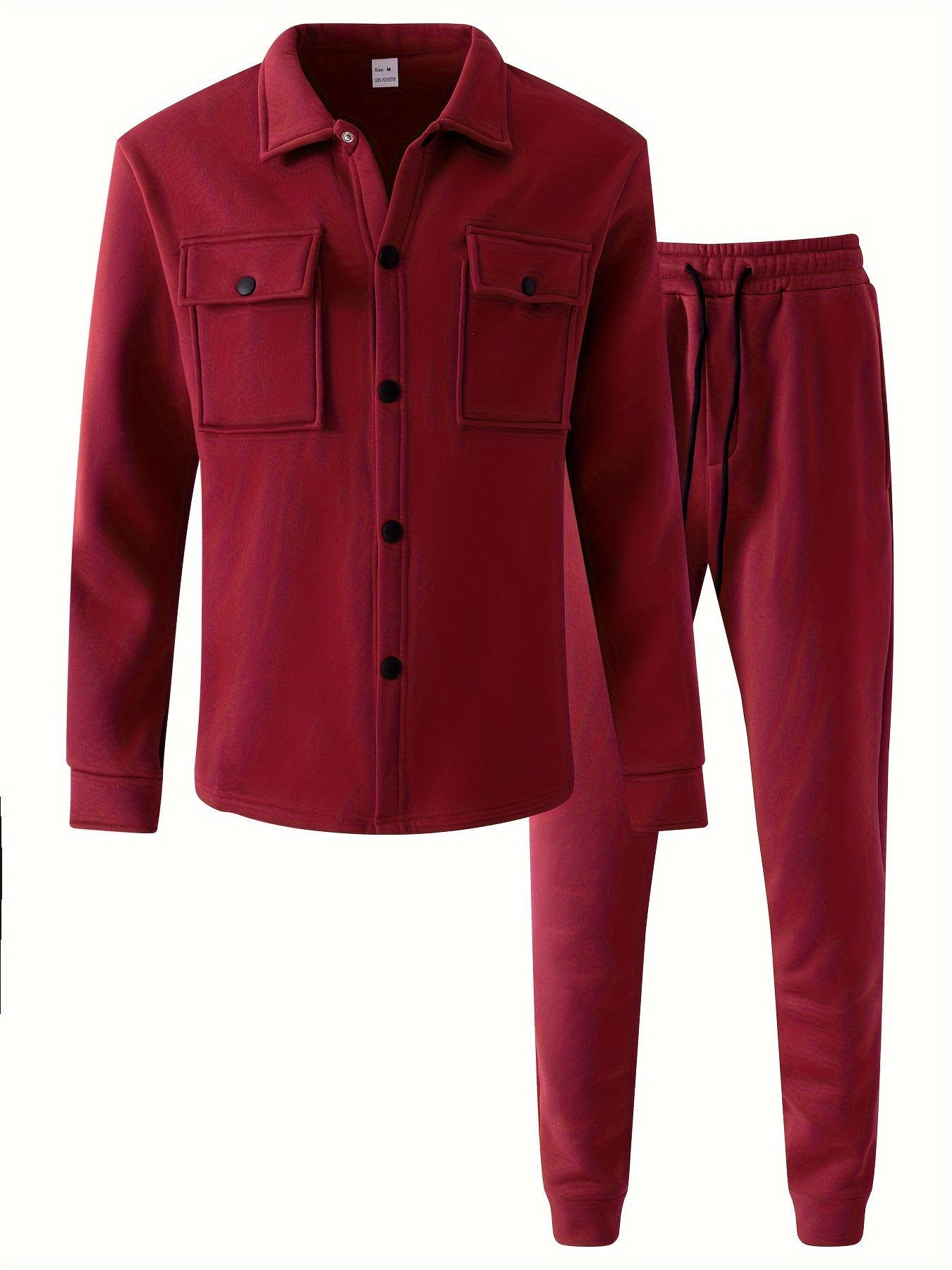 Fleece Hoodie and Pants Set for Men Casual Fall Winter Polyester Solid