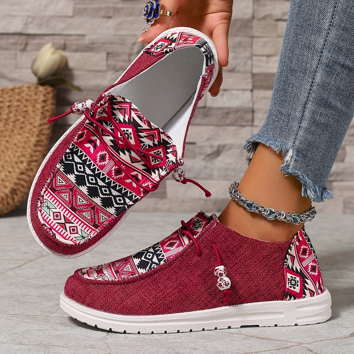 Women's Bohemian Beaded One-Kick Sandals Casual Summer Footwear