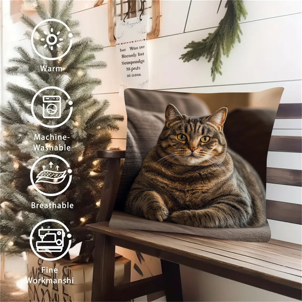 Reversible Cat Throw Pillow Cover for Home Decor All Seasons
