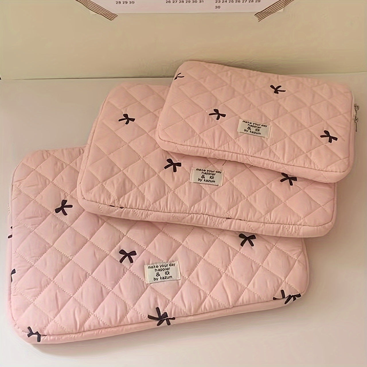 Вышитый чехол для ноутбука с бантом, полиэстер, клетчатый узор, подходит для планшетов и ноутбуков 10-15,6 дюймов