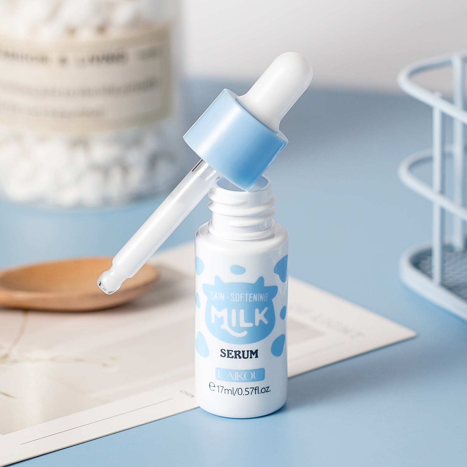 Unisex Milk Skincare Set for All Skin Types Moisturizing with Cleanser Serum Face Cream Brush