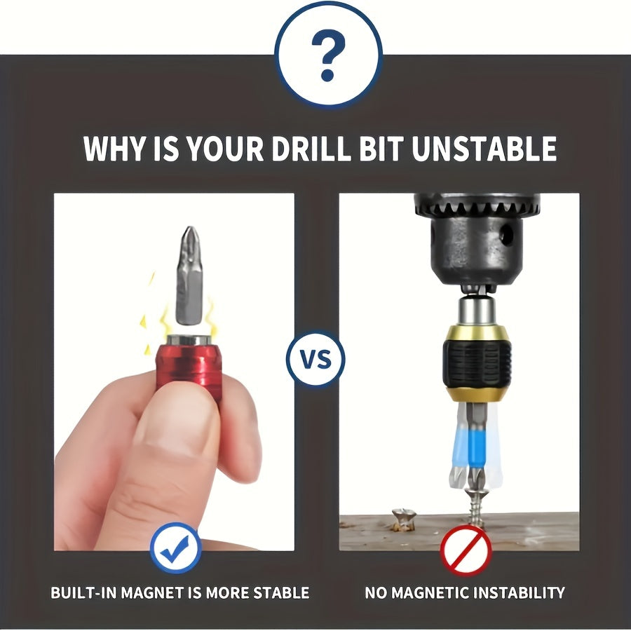 Kit de 3 piezas de soporte para brocas magnéticas rojas, universal con vástago hexagonal 14, de 60mm a 150mm