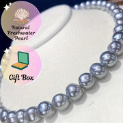 Grey Freshwater Pearl Necklace for Women Elegant Delicate Jewelry Gift Box