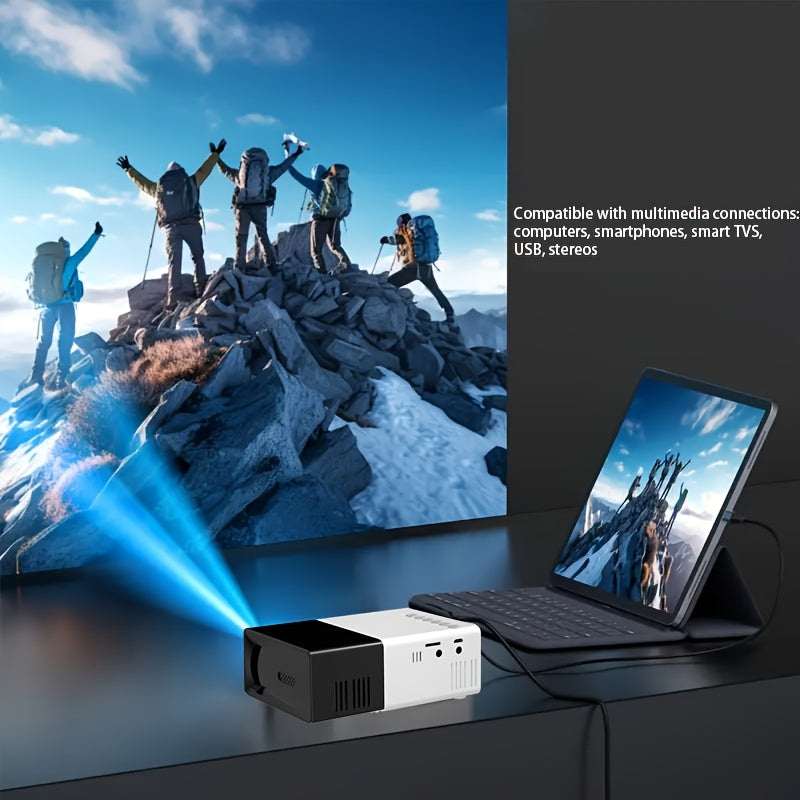 Мини портативный проектор HD 1080P с встроенной колонкой, крепление на потолок, совместим с USB, смартфоном, TV-стиком