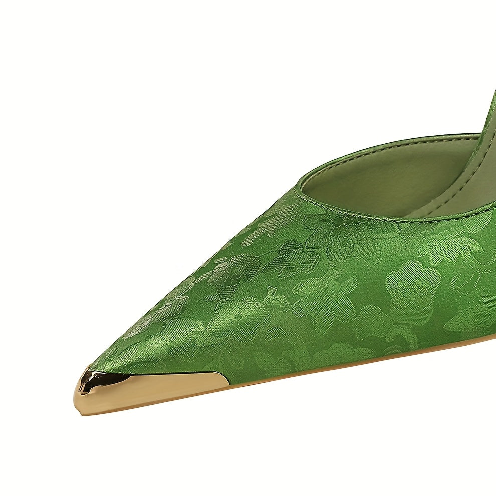 Women's Satin Heeled Shoes Euro-American Style Pointed Toe Shallow Mouth Size