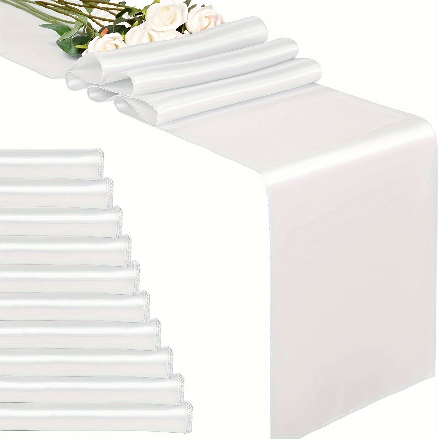 10pcs Rose Gold Satin Table Runner 29x275cm for Weddings Birthdays Banquets