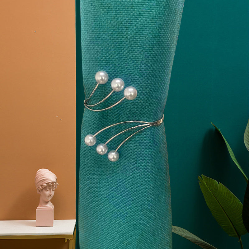 Stylish Metal Holdbacks for Curtains Faux Pearl Curtain Buckle Home Decor