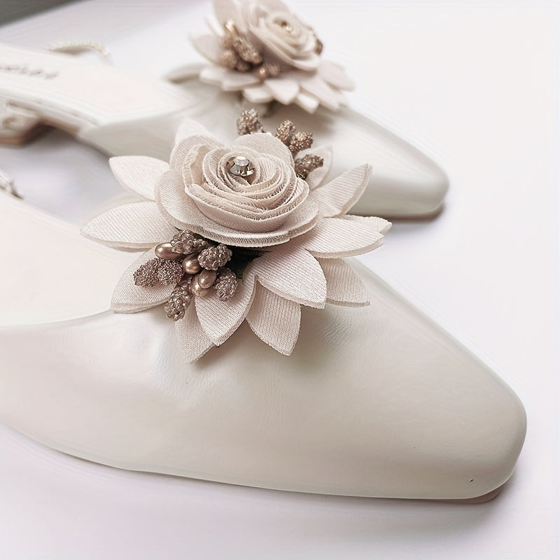 Women's 3D Floral Shoe Clips Detachable Black Polyester Shoe Accessories Pair