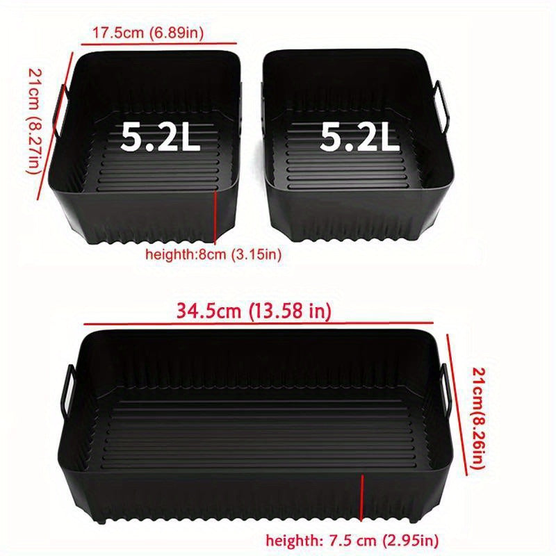 3pcs Air Fryer Tray Non-stick Silicone Liner Basket Reusable Oven Baking Pan