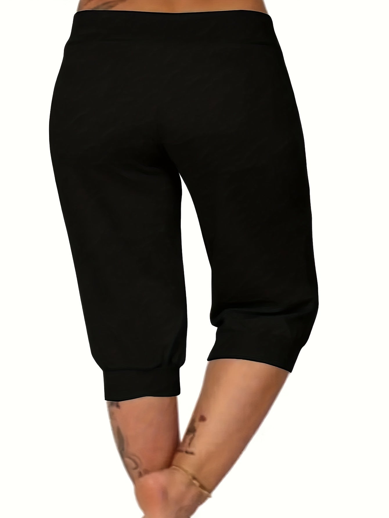 Plus Size Women Stretchy High-Waisted Athletic Shorts Breathable Elastic Drawstring