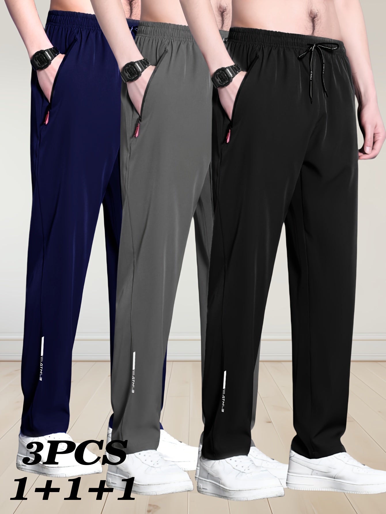 Мужские повседневные принтованные полиэстеровые штаны стандартной посадки для весны и лета, увеличенного размера