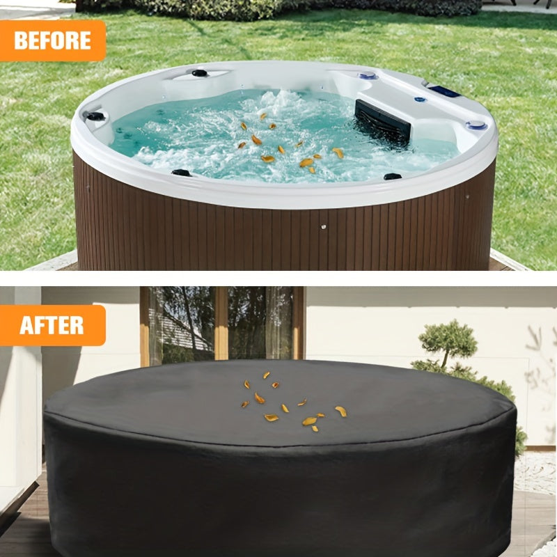 Black Outdoor Pool Cover for Circular Bathtubs Deck Railings and Patio Furniture Durable Polyester