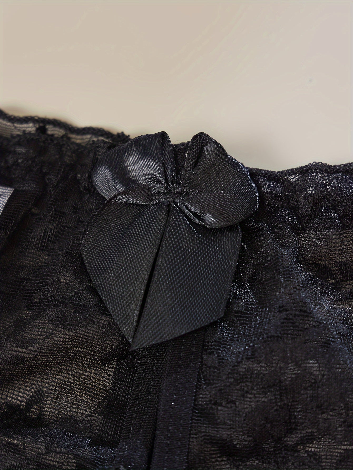 Women's Lace Open-Crotch Underwear with Bowknot, Sexy Nightwear