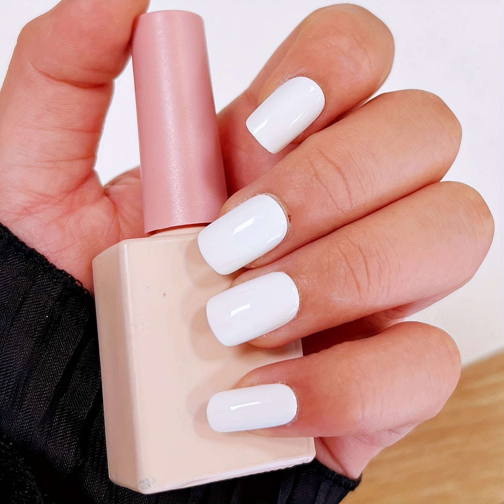 Juego de 24 piezas de uñas cortas cuadradas para mujer en colores sólidos con purpurina