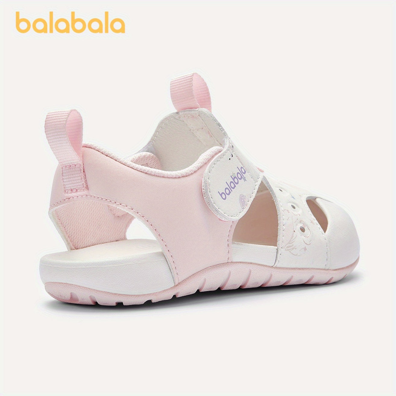 Girls Summer Sandals with Cartoon and Letter Print Lightweight Hook-and-Loop Closure Casual Beach Shoes
