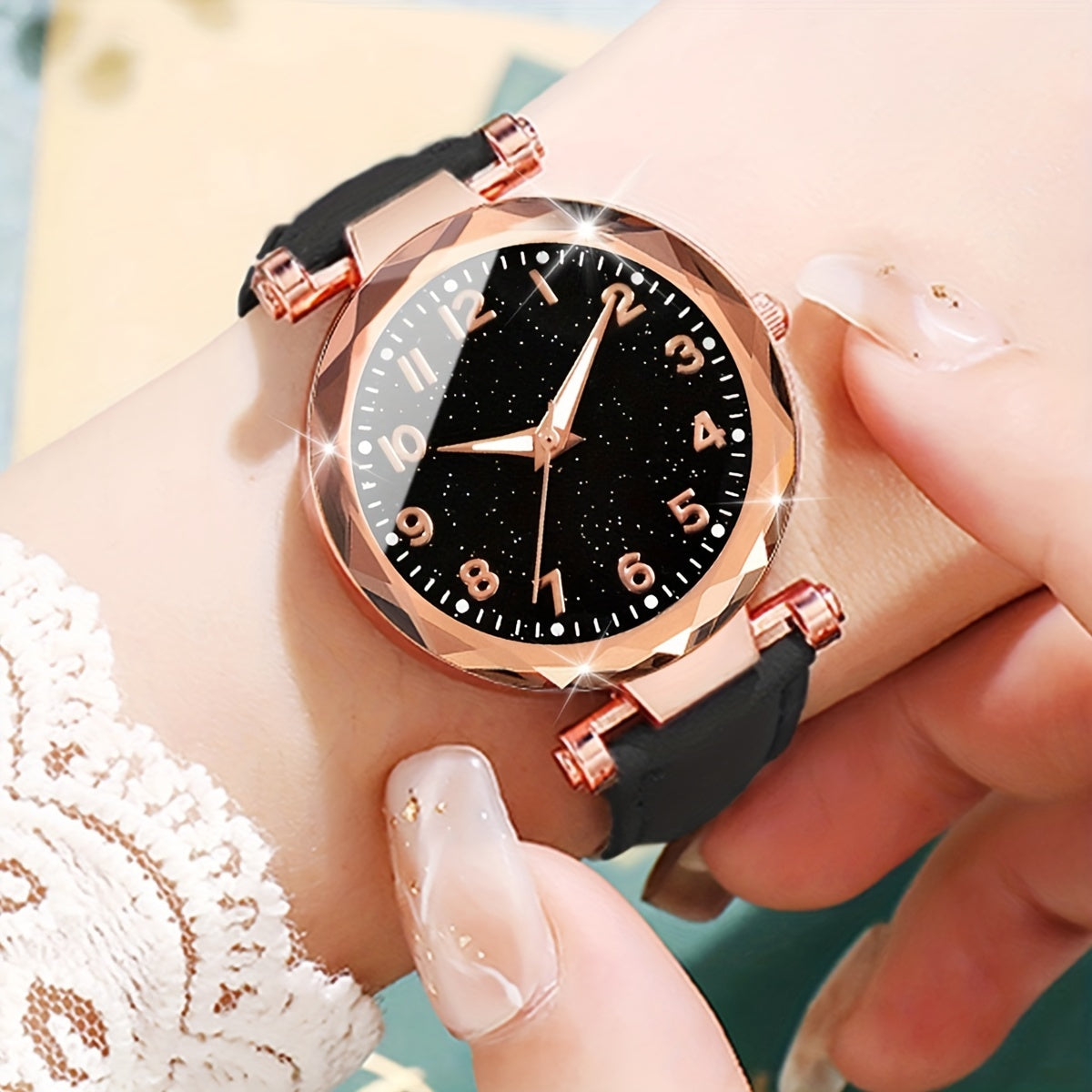 Set of 6 Women's Casual Quartz Watches with Butterfly Jewelry Alloy Case PU Leather Band
