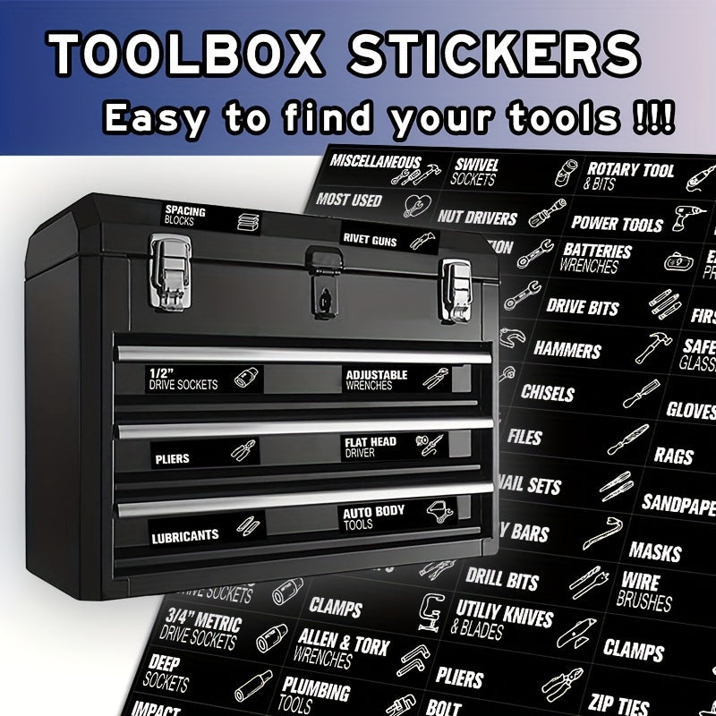 80 Pieces Toolbox Label Stickers Set for Steel Tool Boxes Large Easy Read