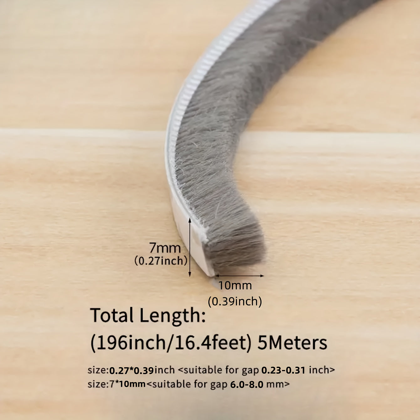 Grey Weather Stripping for Doors and Windows Self-Adhesive Soundproof Windproof Dustproof