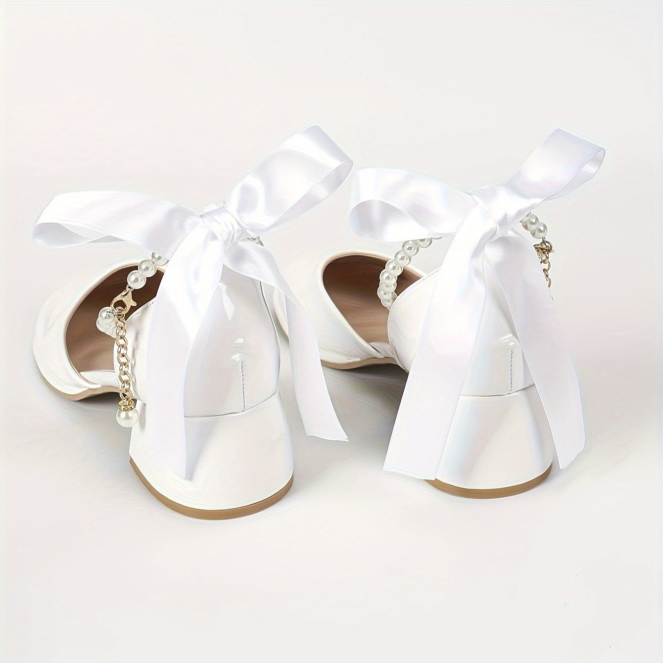 Women's Faux Leather Bowknot Mary Jane Pumps All-Season Rubber Sole