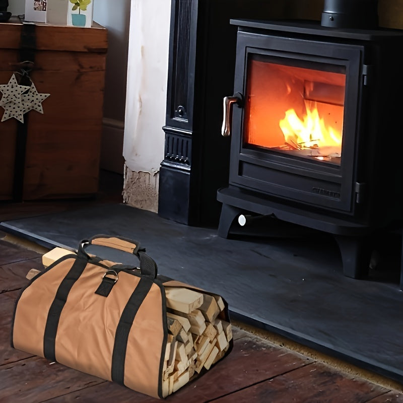 Portable Firewood Carrier Bag Heavy-Duty Storage Tote for Camping and Home