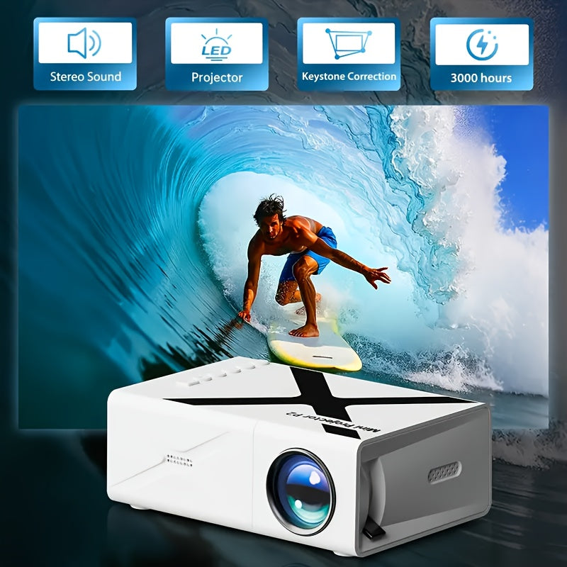 Mini Portable Projector with Stereo Sound LED Light and HDMI