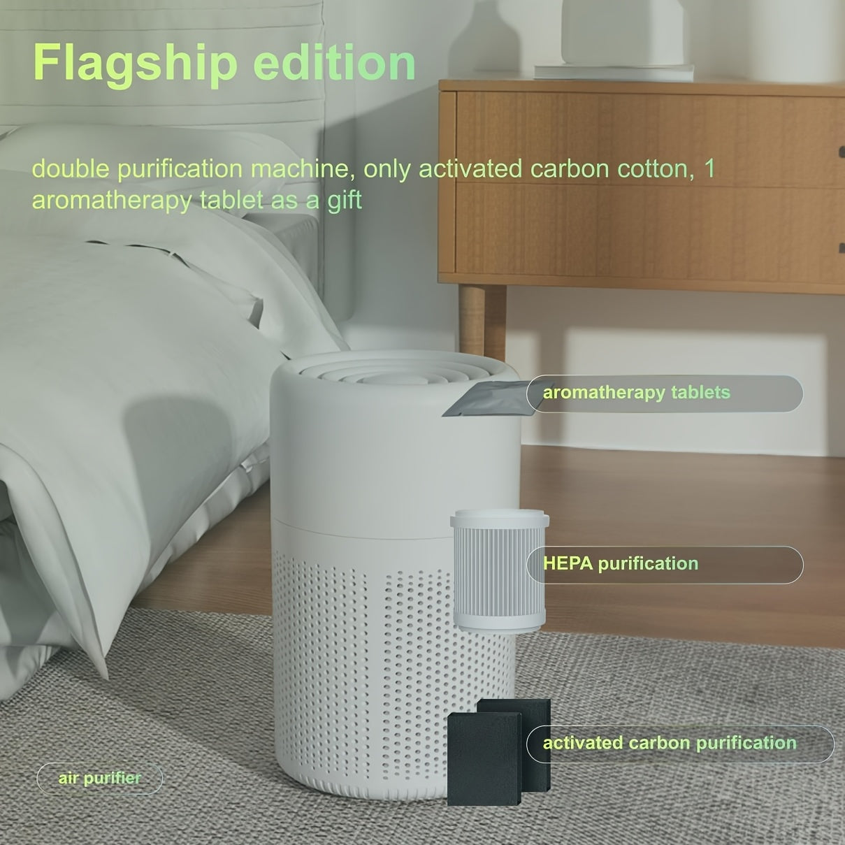 Mini Air Purifier Set H13 HEPA Filter Activated Carbon USB Car Home Office