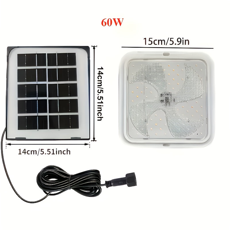 Luz de techo LED solar de 200W, regulable, control remoto, interior y exterior, blanca