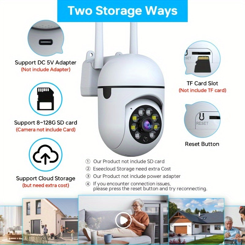 2MP WiFi Dome Xavfsizlik Kamerasi 360° Ko‘rish Harakatni Kuzatish 1080P Kechqurun Ko‘rish
