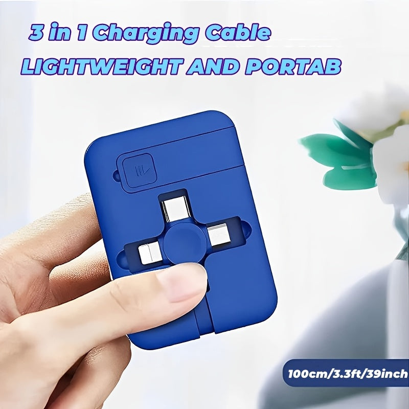 3-in-1 Phone Holder Data Cable with Fast Charging and Data Sync for Smartphones