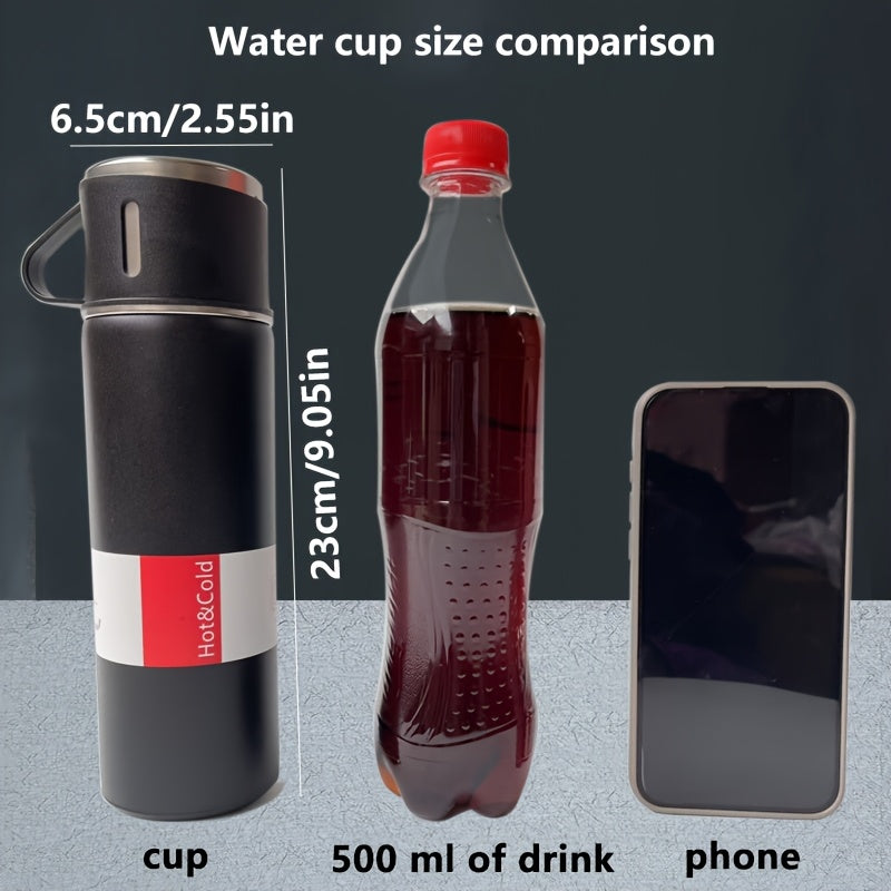 3 dona zanglamas po'latdan yasalgan izolyatsiyalangan stakanlar to'plami, 500ml/16.9oz, issiq va sovuq ichimliklar uchun, ochiq havoda foydalanish uchun qulay.