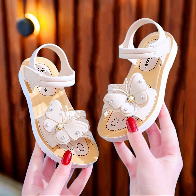 Girls Summer Open-Toe Sandals with Butterfly Decorations Breathable Lightweight Durable