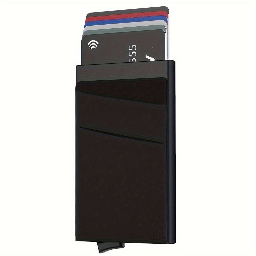 Men's Black Aluminum RFID Wallet with Dual Layer Back and Card Holder