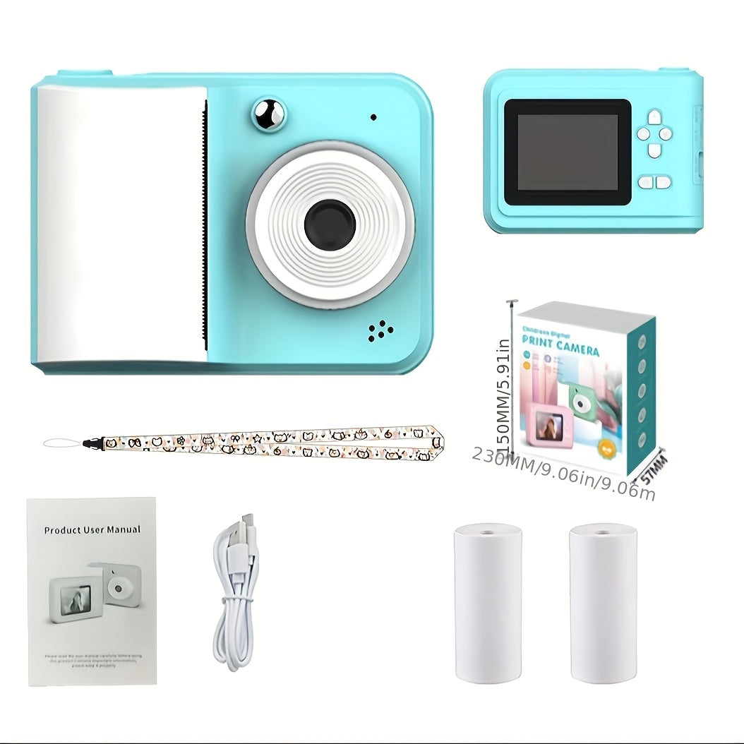 Kids Digital Camera with Built-in Printer Rechargeable USB Charging Portable Gift
