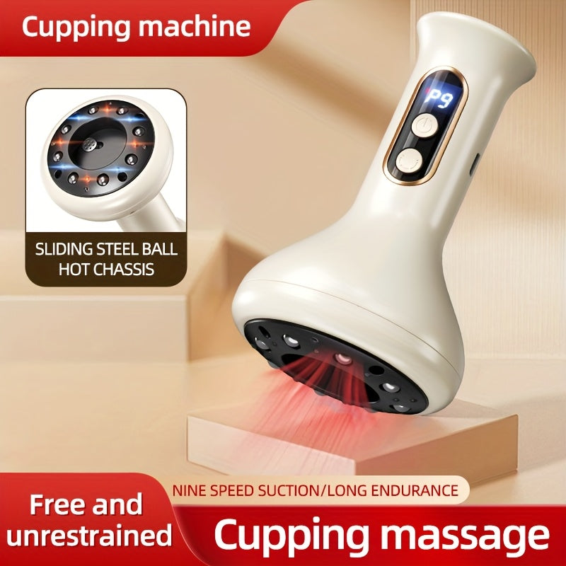 Zaryadlanadigan Gua Sha massaj asbobi, 9 tezlik, issiq shassi va batareya bilan ishlaydigan litiy batareyasi bilan bo'yin, yelka va orqa og'riqlarini kamaytirish uchun. Ayollar, erkaklar va oilalar uchun mos.