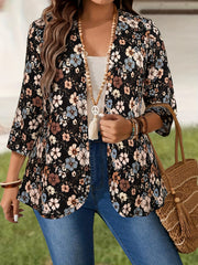 Plus o'lchamli ayollar uchun gul bosma ochiq old qavatli kardigan yengil bahor yoz kundalik sviter