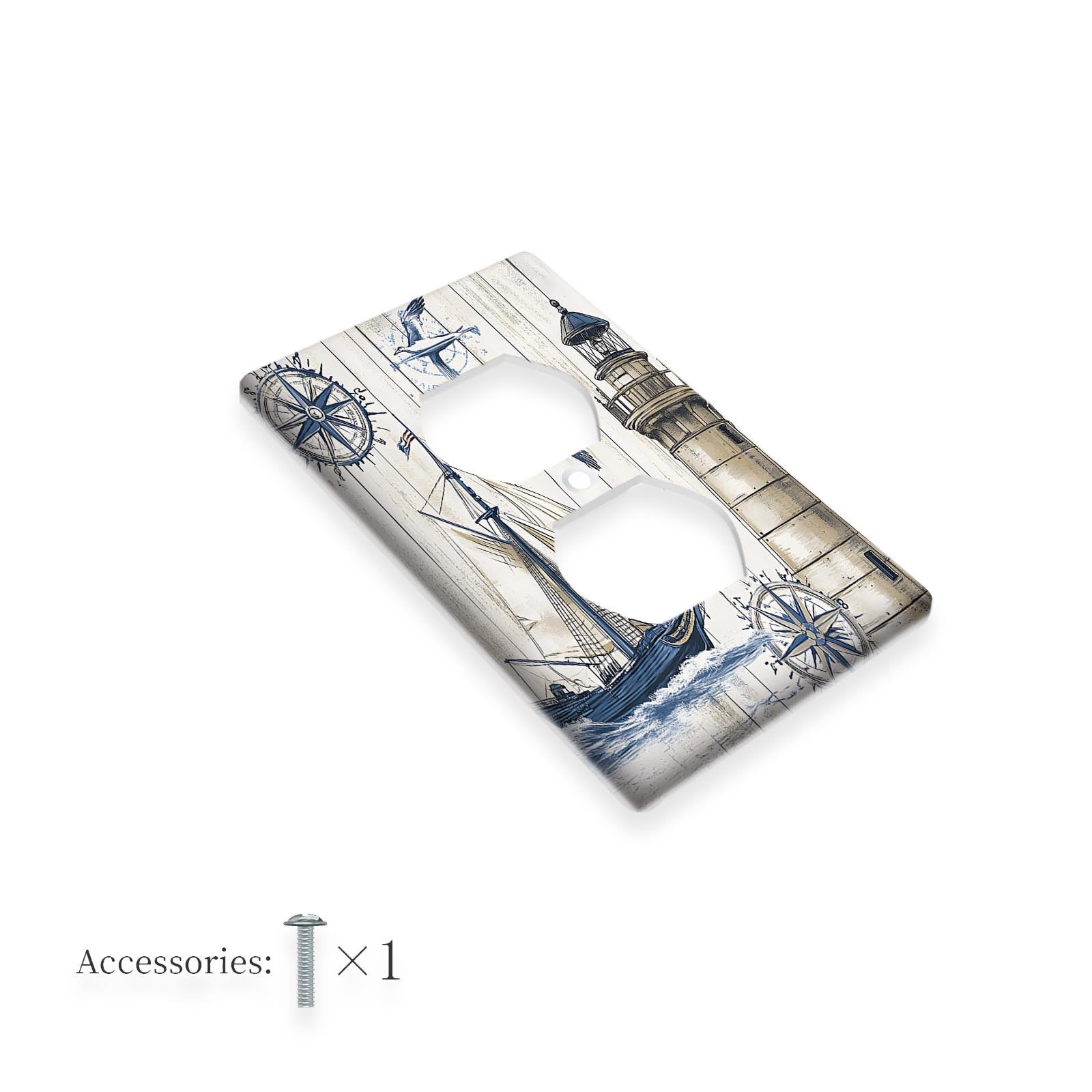Sailboat Lighthouse Switch Plate Cover for Easy-to-Clean Home Decor 1-Gang or 2-Gang