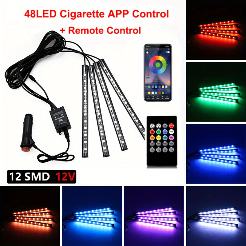 Kit de iluminación interior de LED RGB para coche con sincronización musical