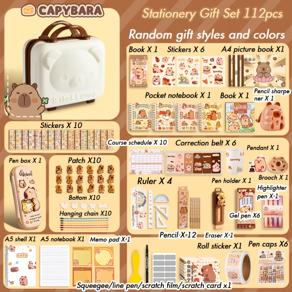 Capybara Themed Stationery Gift Set Notebooks Pens Paper Clips Accessories for Students and Animal Lovers